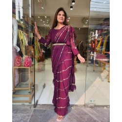Pre drapped saree with stitched blouse
